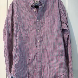 Man Outfitters Premium Button-Up Shirt - Navy/Blue Plaid - Medium